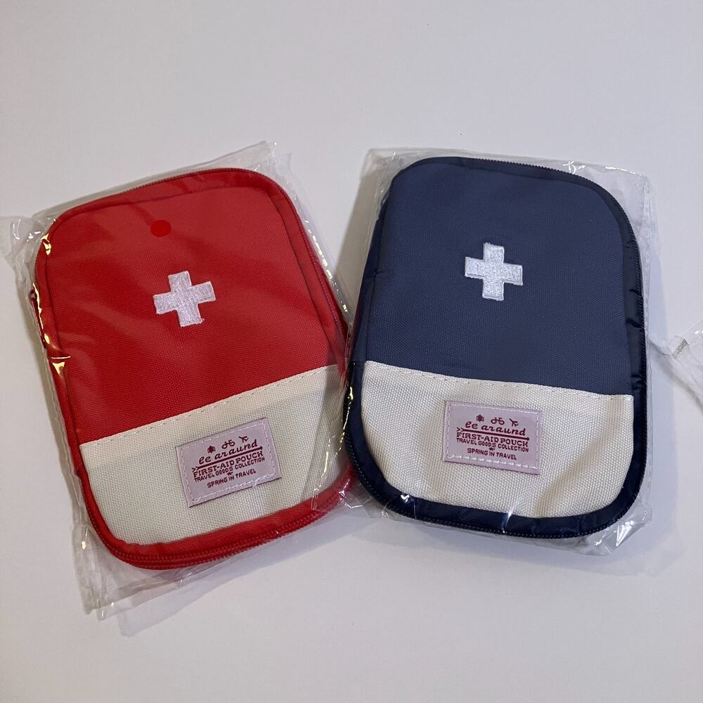 Kilyowa‎ First Aid Pouch 2 Pack Mini Travel Organizer Red Blue Medical Emergency